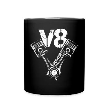 v8 power piston muscle cars logo garage big block - Full Colour Mug - black - Front