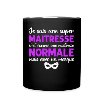 Super maitresse cadeau maîtresse d' école - Mug uni - noir - Devant