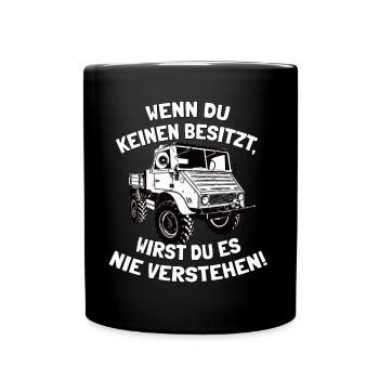 Unimog 411 - Offroad - Universal Motorgerät - Tasse einfarbig - Schwarz - Vorne