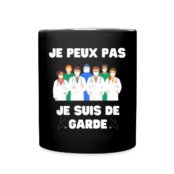 Ich kann nicht, ich bin auf Abruf für Medikamente - Tasse einfarbig - Schwarz - Vorne