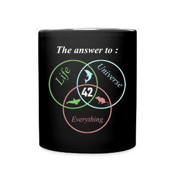 Les 42 réponses à la vie, à l’univers, à tout, à la science - Mug uni - noir - Devant