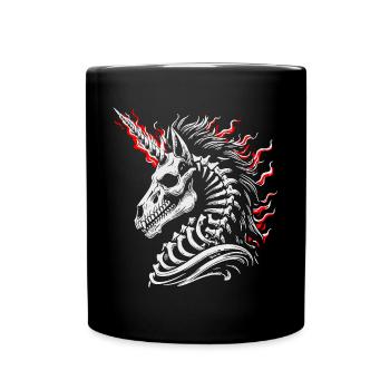 Flammendes Skelettross - Tasse einfarbig - Schwarz - Vorne