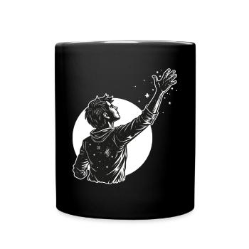 Cosmic Reach in Schwarz-Weiß - Tasse einfarbig - Schwarz - Vorne
