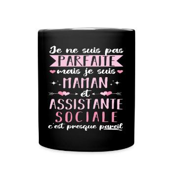 Je suis maman et assistante sociale fête des mères - Mug uni - noir - Devant