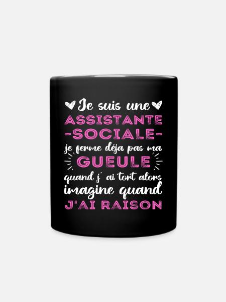 Je suis une assistante sociale humour cadeau - Mug uni - noir