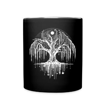 Digitaler Lebensbaum Schaltkreis Design - Tasse einfarbig - Schwarz - Vorne