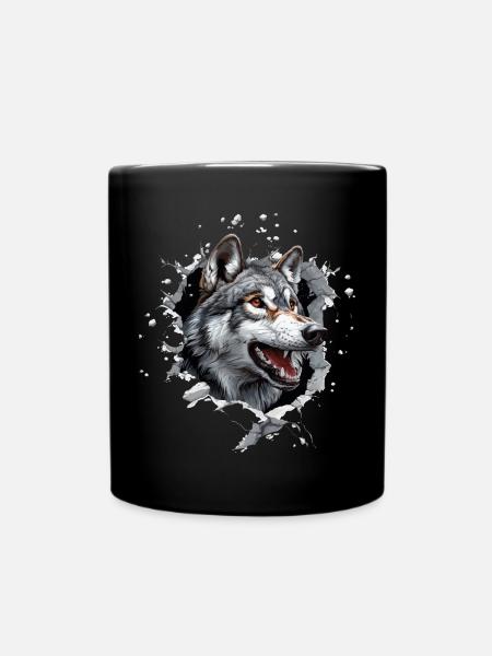 Lustiger Wolfshund - Tasse einfarbig - Schwarz