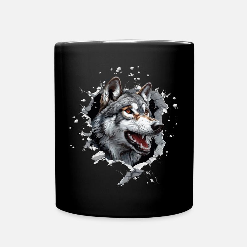 Lustiger Wolfshund - Tasse einfarbig - Schwarz