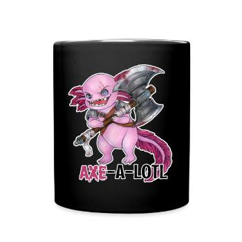 Lustiges Axolotl mit Axt Barbar Krieger Geschenk - Tasse einfarbig - Schwarz - Vorne