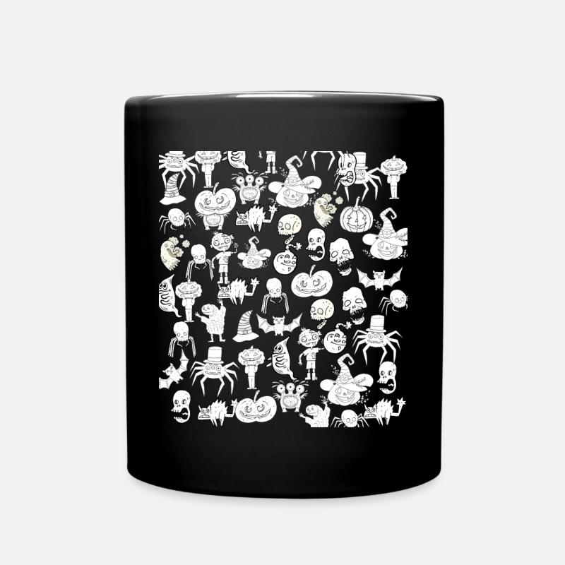 Creepy Halloween Drawings Black and White - Full Colour Mug - black