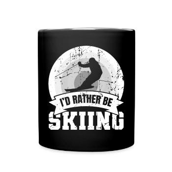 Lustiger Skifahrer Spruch - Tasse einfarbig - Schwarz - Vorne