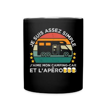 J' aime mon camping-car et l' apéro humour camping - Mug uni - noir - Devant