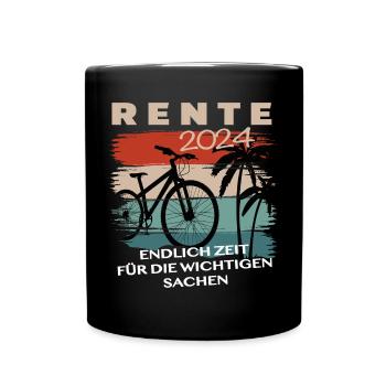 Rente 2024 - Endlich Zeit zum Fahrradfahren - Tasse einfarbig - Schwarz - Vorne