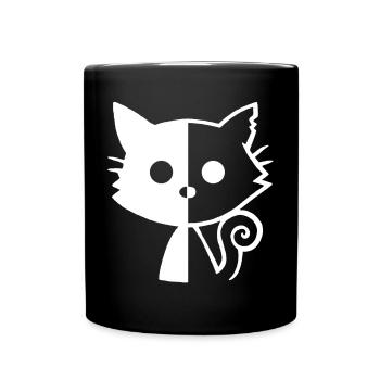 Yin und Yang Katze (weiß) - Tasse einfarbig - Schwarz - Vorne