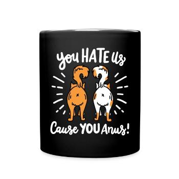 Katze Hintern Humor - Tasse einfarbig - Schwarz - Vorne