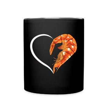 Garnelen Herz Umarmung - Tasse einfarbig - Schwarz - Vorne