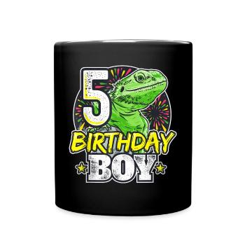 Dino 5th Birthday Boy - Full Colour Mug - black - Front