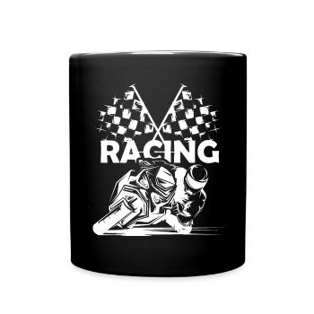 Motorrad Racing Symbol Zielflagge Rennstrecke Logo - Tasse einfarbig - Schwarz - Vorne