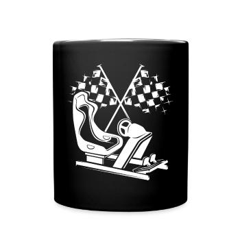 Sim Racing Gaming Flag Icon Racer Logo icon - Full Colour Mug - black - Front