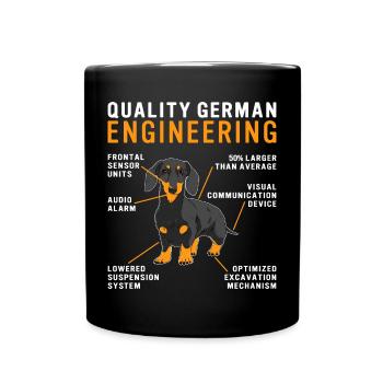 Qualität Deutscher Ingenieursdackel Liebhaber Wiene - Tasse einfarbig - Schwarz - Vorne