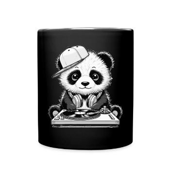 motif panda cool en tant que DJ avec des écouteurs - Mug uni - noir - Devant