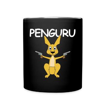 Penguru | Känguru, Pistole, Revolver, Polizei - Tasse einfarbig - Schwarz - Vorne
