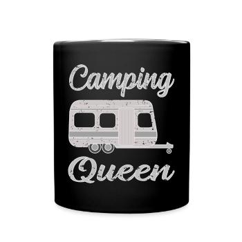 Camping im Wohnwagen - Tasse einfarbig - Schwarz - Vorne