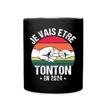 Je vais être tonton en 2024 cadeau naissance 2024 - Mug uni - noir - Devant