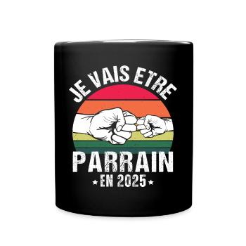 Je vais être parrain 2025 futur parrain vintage - Mug uni - noir - Devant