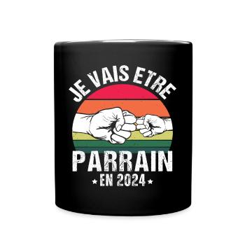 Je vais être parrain 2024 futur parrain vintage - Mug uni - noir - Devant