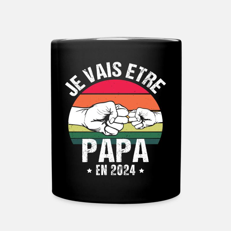 Je vais être papa en 2024 cadeau naissance vintage - Mug uni - noir