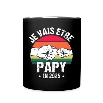 Je vais être papy en 2025 cadeau naissance vintage - Mug uni - noir - Devant