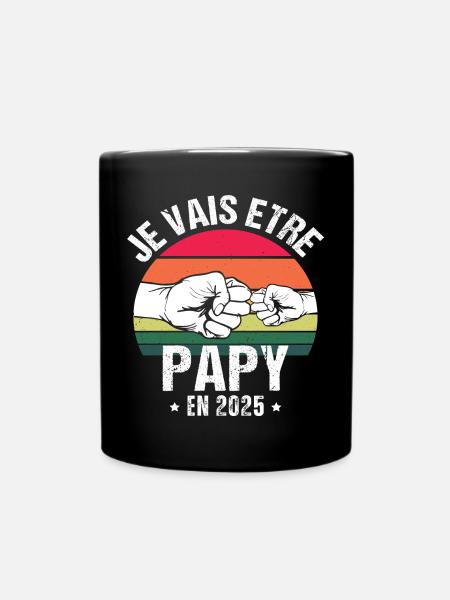 Je vais être papy en 2025 cadeau naissance vintage - Mug uni - noir