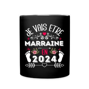 Je vais être marraine en 2024 cadeau marraine 2024 - Mug uni - noir - Devant