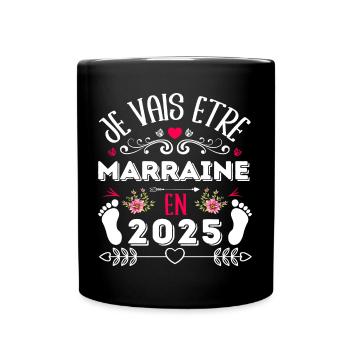 Je vais être marraine en 2025 cadeau marraine 2025 - Mug uni - noir - Devant