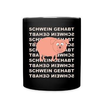 Cochon avec de l’écriture en arrière-plan - Mug uni - noir - Devant