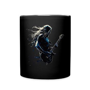 Gitarrist E-Gitarre Splash Musik Rock Punk Metal - Tasse einfarbig - Schwarz - Vorne