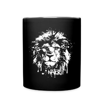 Löwe Graffiti Natur Raubtier Symbol Portrait Logo - Tasse einfarbig - Schwarz - Vorne