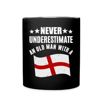 Alter Mann Mit Englischer Flagge - Tasse einfarbig - Schwarz - Vorne