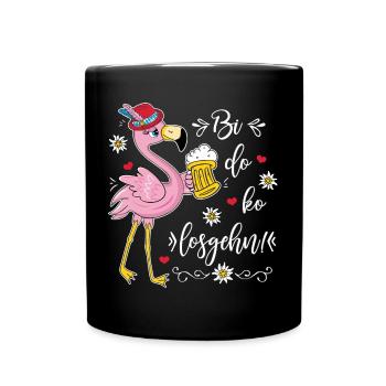 Bi Do Ko Losgehn Lustiger Flamingo Dirndl Ersatz - Tasse einfarbig - Schwarz - Vorne