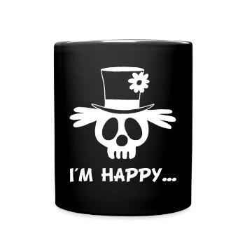 Clown Totenschädel (weiß) - Tasse einfarbig - Schwarz - Vorne