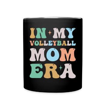 In My Volleyball Mom Era Groovy Retro - Full Colour Mug - black - Front
