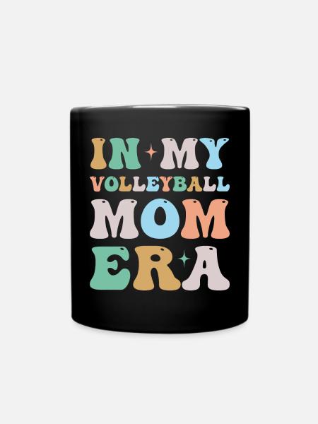 In My Volleyball Mom Era Groovy Retro - Full Colour Mug - black