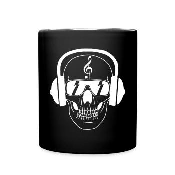 Musikerschädel (weiß) - Tasse einfarbig - Schwarz - Vorne