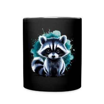Süßer Waschbär - Tasse einfarbig - Schwarz - Vorne