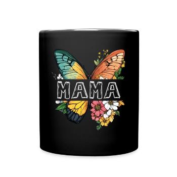 Mom Butterfly Flowers Best Mom Mother's Day - Full Colour Mug - black - Front