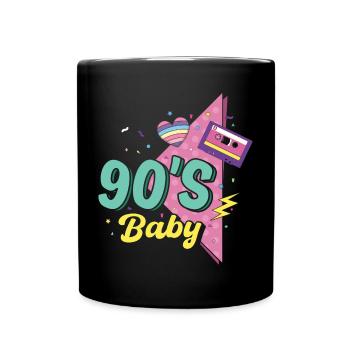90er Jahre 90s Retro Geschenk - Tasse einfarbig - Schwarz - Vorne