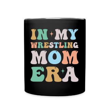 In My Wrestling Mom Era Groovy Retro - Full Colour Mug - black - Front