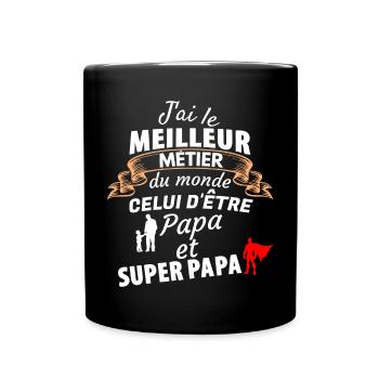 Citation Drôle Papa Super Papa - Mug uni - noir - Devant