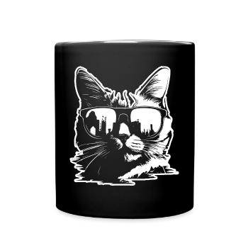 Lunettes de soleil Chat Illustration - Mug uni - noir - Devant